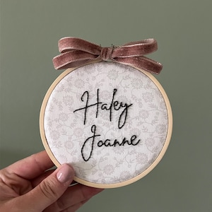 Hand Embroidered Hoop - Pregnancy Announcement, Birth Announcement, Name Announcement, Nursery Decoration, Custom, Gift, Baby Shower, Unique