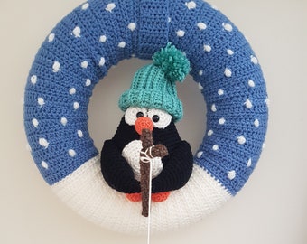 PATTERN Penguin Winter Crochet Wreath