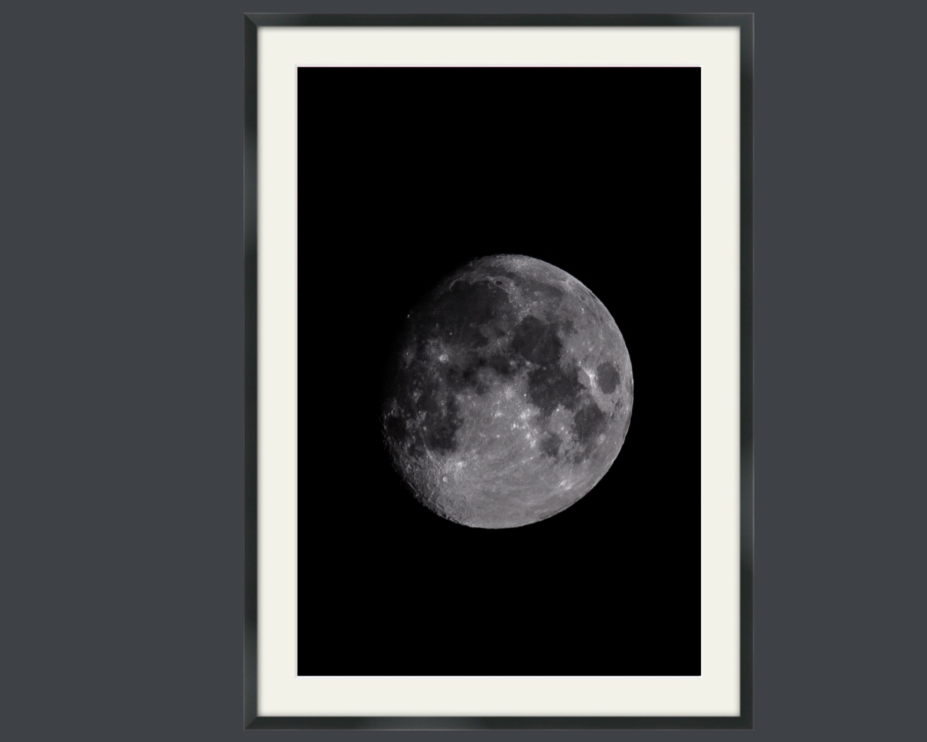 FRAMED Moon Print / Art Photography Print in 12x18 / Bordered Etsy UK
