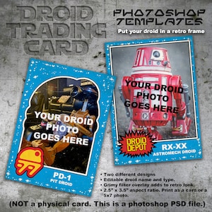 Droid Depot Retro Trading Card Templates for Photoshop