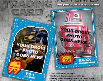Droid Depot Retro Trading Card Templates for Photoshop