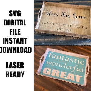 Bandeja de servicio simple SVG archivos de corte láser para Glowforge - Laser Cutter Artwork Vector File