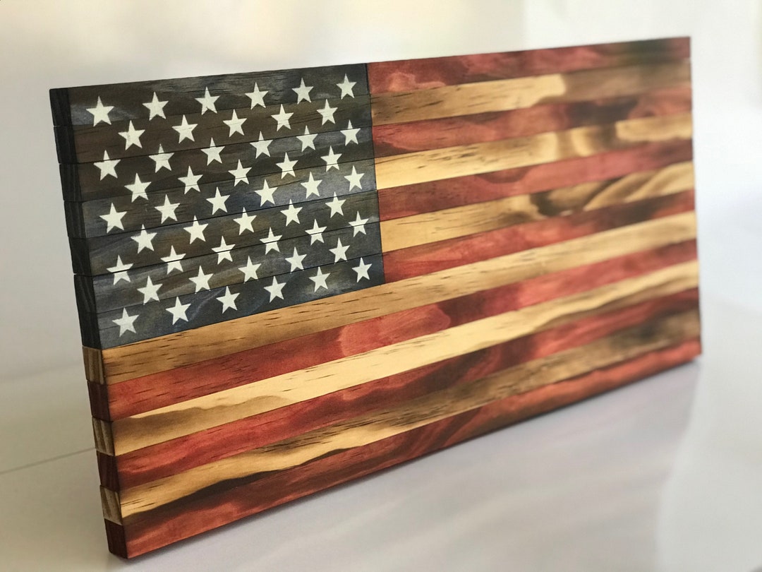 Handcrafted Wooden American Flag Etsy