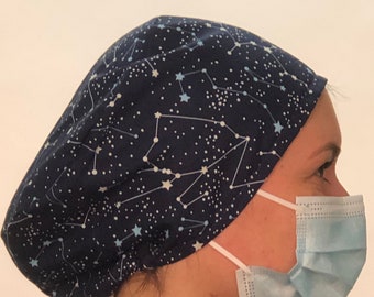 Casquettes de récurage pour théâtre chirurgical Impression Constellation / Galaxie Médecins Infirmières ODP Anesthésiste Sage-femme Dentiste Vétérinaire Cuisinier