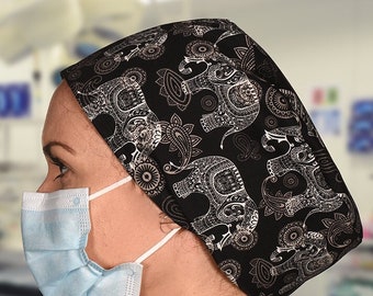 Theatre Scrub Hats Caps Elephant print Surgeon Medical ODP Anaesthetist Doctors Nurse Midwife Vet Dentist  Unisex