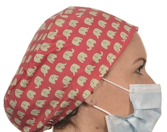 Cappello chirurgico con stampa di elefante: berretto medico in cotone per medici, infermieri, anestesisti, tecnici di sala operatoria e ostetriche.