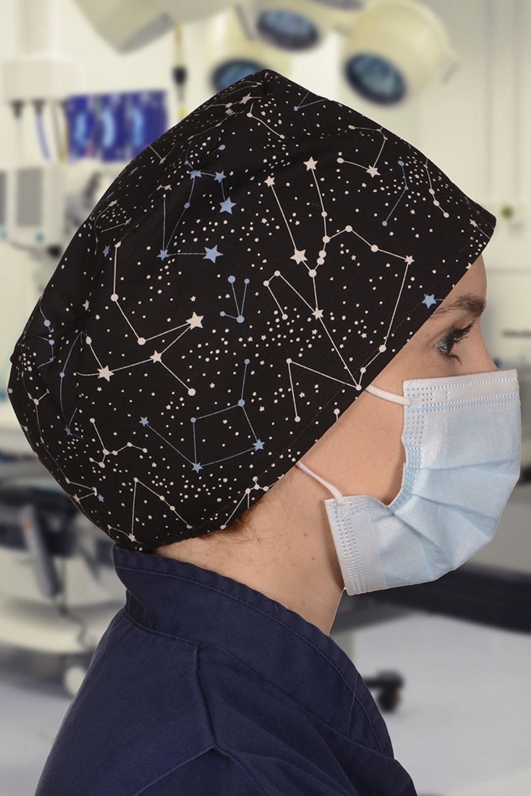 Theatre Scrub Hats/caps Constellation Galaxy Print Doctors