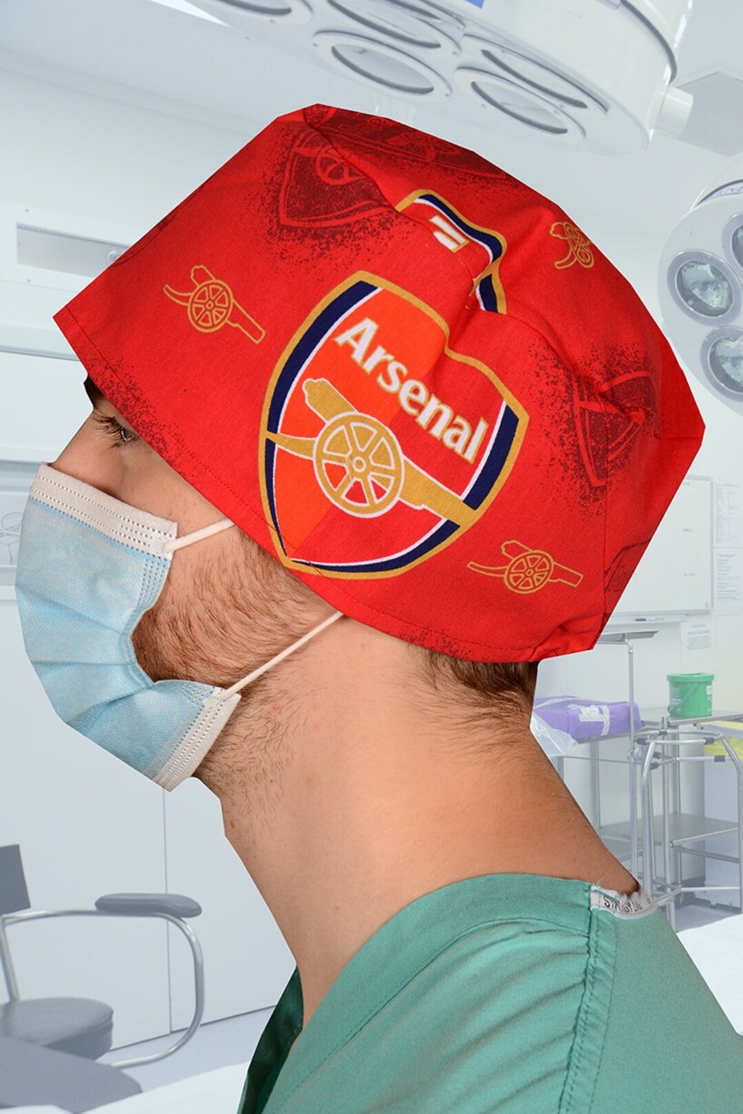 Theatre Scrub Hats Arsenal Caps Football Club Surgeon Medical Etsy UK