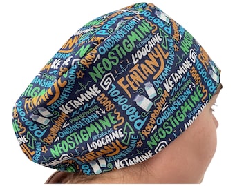 Cappellino chirurgico con stampa anestetica, cuffia da sala operatoria per infermieri, medici, tecnici di sala operatoria, ostetriche e operatori sanitari.