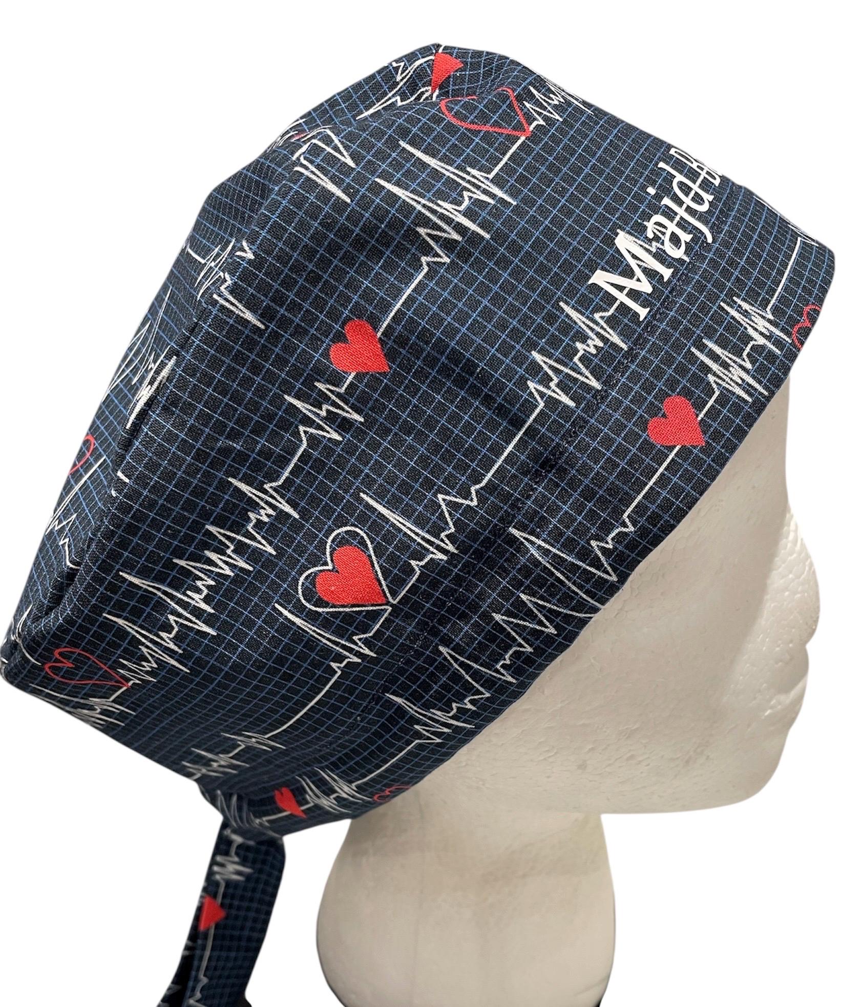 Cardiac Heart Print Scrub Hat: Medical Surgical Cap Cardiology Nurses ...