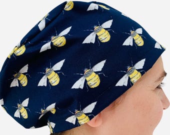 Theatre Scrub Hats Caps Bumble Bee and Honey Print Surgeon Medical ODP Anaesthetist Doctors Nurses Vets Dentist hats