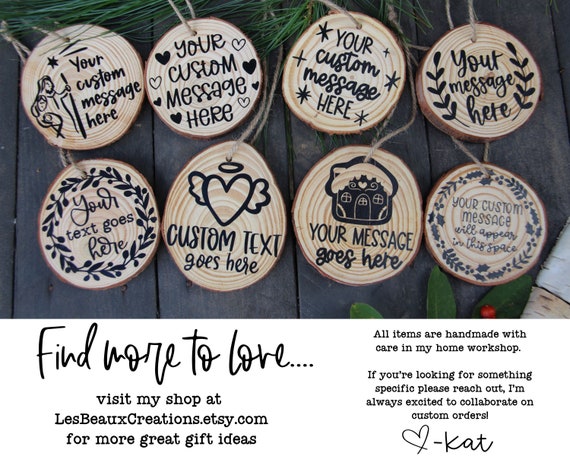 Rustic Wood Slice Ornament, Custom Christmas Ornament, Personalized Gift