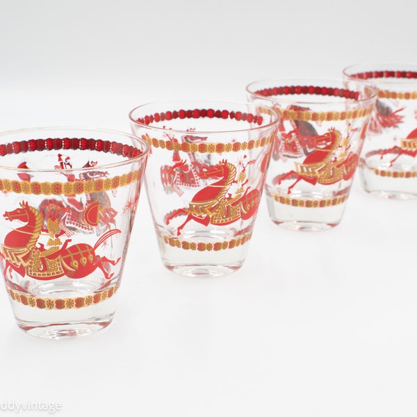 Persian Horseman Double Rocks Glasses Not by Fred Press - set of 4