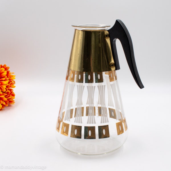 Fred Press White and Gold Sun Block Carafe