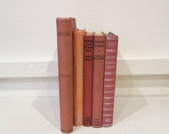 Vintage Hardback Antique Book Bundle  Decor Display, Job Lot Red/Orange