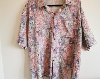 100% Silk Men’s Shirt Size M/L Vintage 80s/90s Props Costume Summer