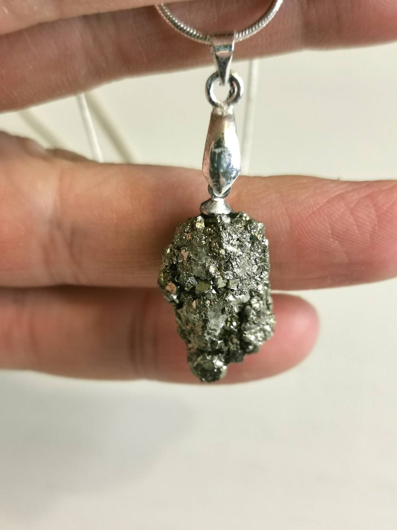 Natural Pyrite Pendant Necklace,Handmade Fool's Gold Wire Wrapped Crystal Jewellery Spiritual Gift For Her