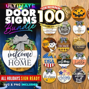 100 Door Signs MEGA Bundle | Best Seller | All year SVG