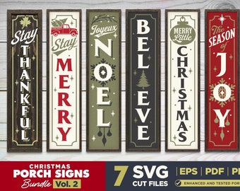 Christmas Porch Sign SVG Bundle Vol. Nr.2 | 7 Weihnachtsvertikale Zeichen | Weihnachten SVG Bundle