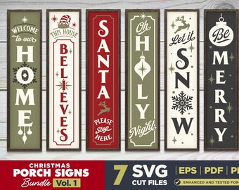 Christmas Porch Sign SVG Bundle Vol. Nr.1 | 7 Weihnachtsvertikale Zeichen | Weihnachten SVG Bundle