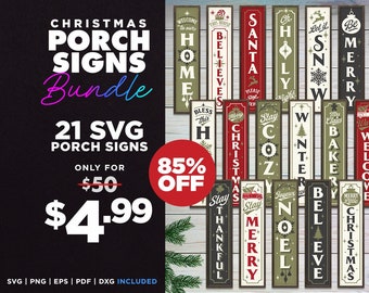 Weihnachten Veranda Zeichen SVG MEGA Bundle | 21 Vertikale Weihnachtsschilder | Weihnachten SVG Bundle