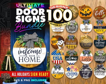 100 Door Signs MEGA Bundle | Best Seller | All year SVG