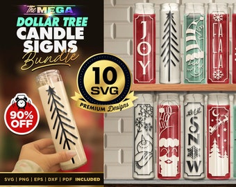 Dollar Tree Weihnachtskerzen-Bündel | 10 SVG-Weihnachtskerzen