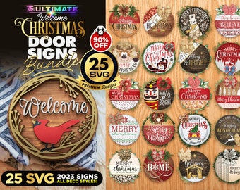 25 Christmas Door Signs Bundle Vol. 2 | BEST SELLER | SVG Santa Door Hanger Bundle