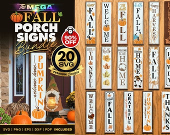 Thanksgiving Porch Sign SVG MEGA Bundle | 21 Thanksgiving Vertical signs | Fall SVG Bundle