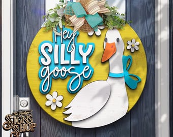Goose Door Hanger SVG: Funny Porch Sign Laser Cut File
