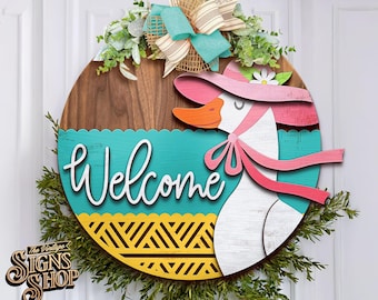 Welcome Goose Door Hanger SVG: Laser Cut File
