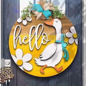 Letrero de puerta "Hola Ganso Margaritas", archivo SVG cortado a láser, letrero divertido para porche, archivo láser Xtool Glowforge, letrero de puerta "Ganso"