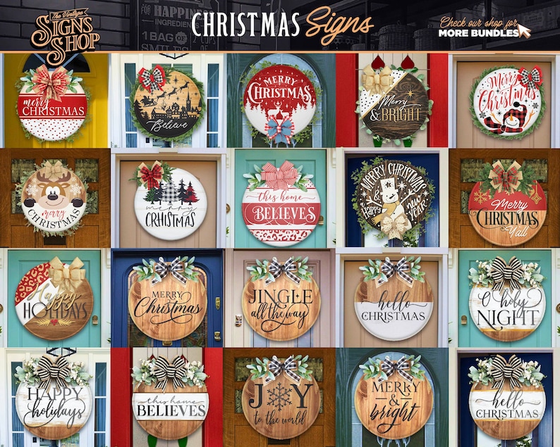 100 Weihnachten Türschild SVG Bundle: Urlaub Willkommensschilder (Digitaler Download) Bild 7