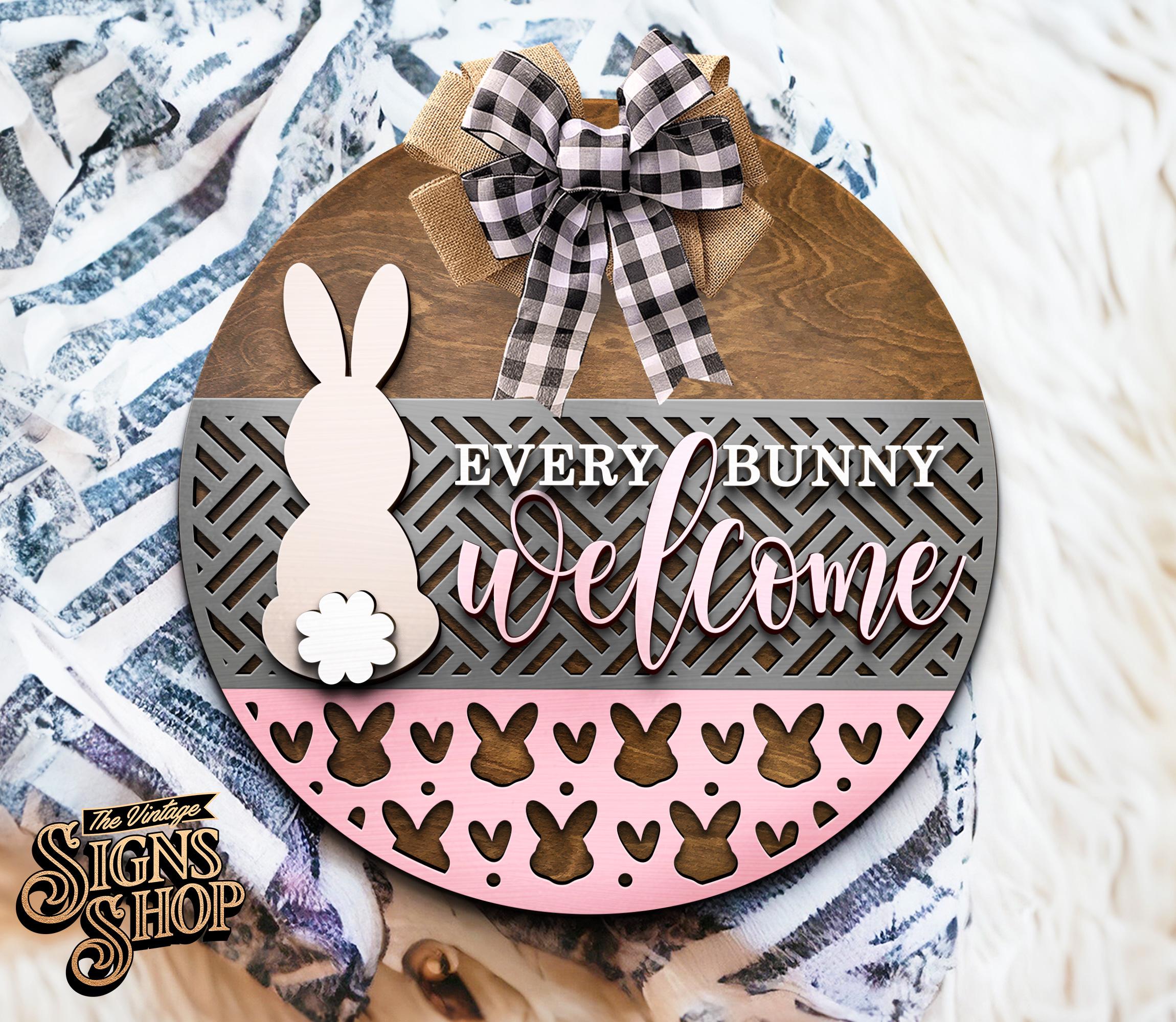 Easter Bunny Door Hanger SVG Bundle: Laser Cut Files (digital Download ...
