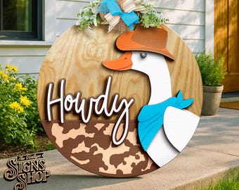 Howdy Goose Cowboy Door Hanger SVG: Laser Cut File