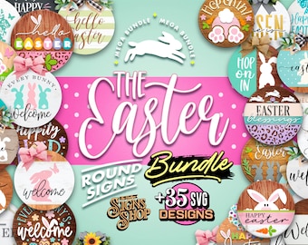 35 Easter Round Sign | SVG Best Seller Bundle | Easter Door hangers