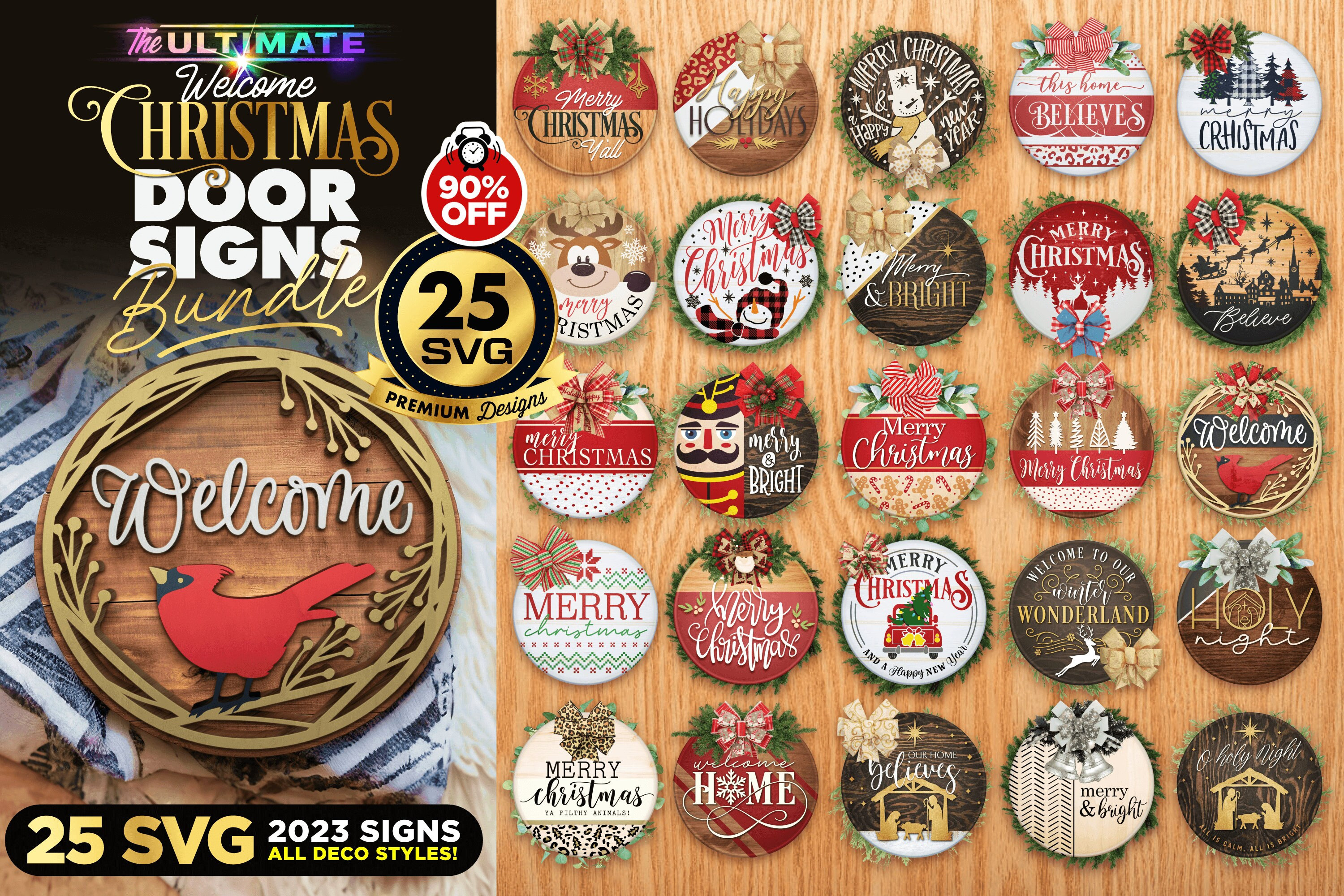 25 Christmas Door Hanger Bundle Vol. 3 | BEST SELLER | Best Seller | Welcome Sign Bundle