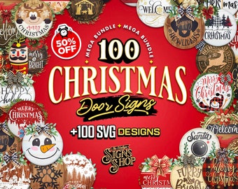 100 Christmas MEGA Bundle | 100 SVG Door Signs | 100 SVG Christmas Door Hangers | Cricut cut files