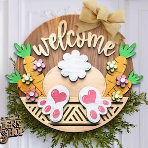 Easter Bunny Door Hanger SVG Bundle: Laser Cut Files (digital Download ...