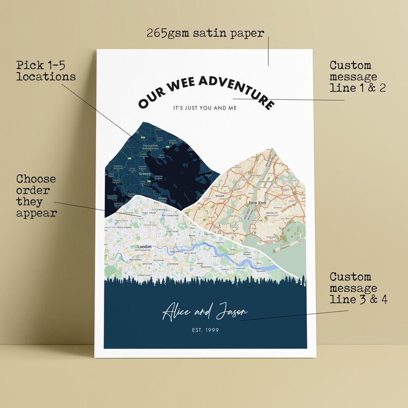 Custom Couples Travel Map Framed Print Anniversary Gift - Etsy UK