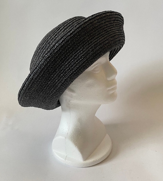 Eric Javits Black Straw Wicker Hat Vintage Edwardi