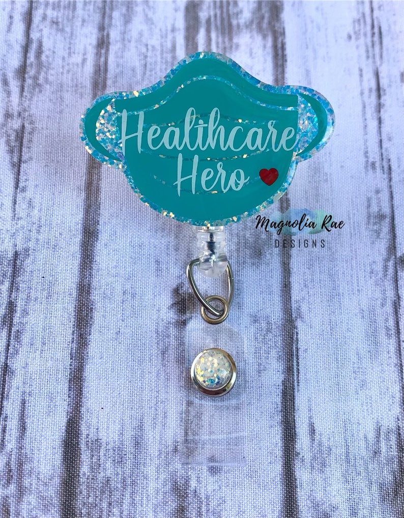 Healthcare Hero Badge Reel Face Mask Badge Reel Nurse Badge Holder Essential Medical Tech Badge Reel