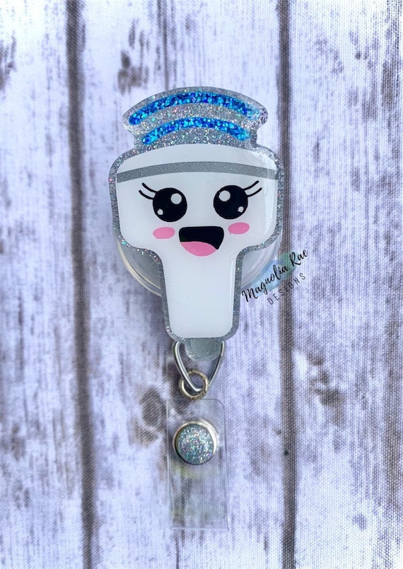 Ultrasound Sonographer Badge Reel - Sparkle Glitter Retractable ID Holder With 24 Inch Cord