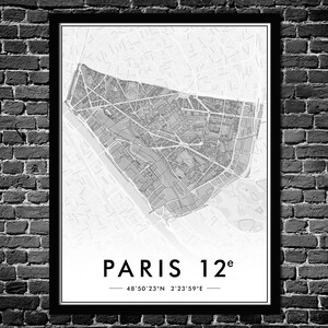 Poster Parigi 12° Arrondissement | Decorazione murale Piano della città | Poster originale Parigi 75012 | SPEDIZIONE GRATUITA
