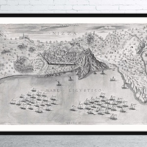 Carte Ancienne de Nice du 16ème Siècle | Carte de la Ville de Nice en 1543 | Plan de Nice Vintage pour une Déco Historique