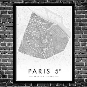 Cartel París 5º Arrondissement | Decoración de la pared | del plano de la ciudad Cartel original Paris 75005 | ENVÍO GRATIS