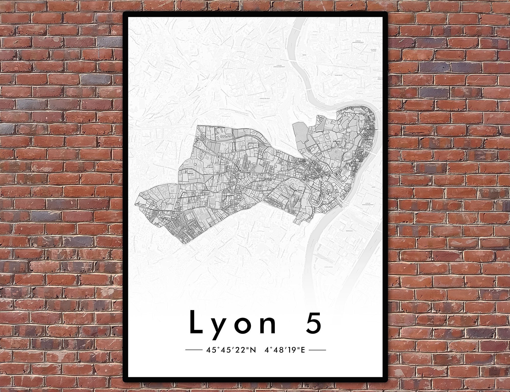 Affiche Lyon 5ème Arrondissement Poster Design Plan de Lyon Etsy