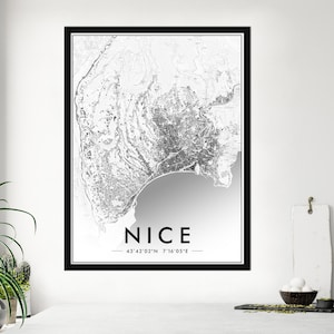 Bella | di poster in bianco e nero Poster Bella Impressione 300Dpi | Mappa di Nizza per decorazione murale | PERSONALIZZAZIONE OFFERTA