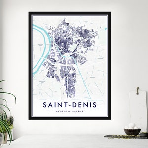 Poster Saint-Denis Farbe | Poster Saint-Denis Impression 300Dpi | Karte von Saint-Denis für Wanddekoration | ANGEBOTENE ANPASSUNG