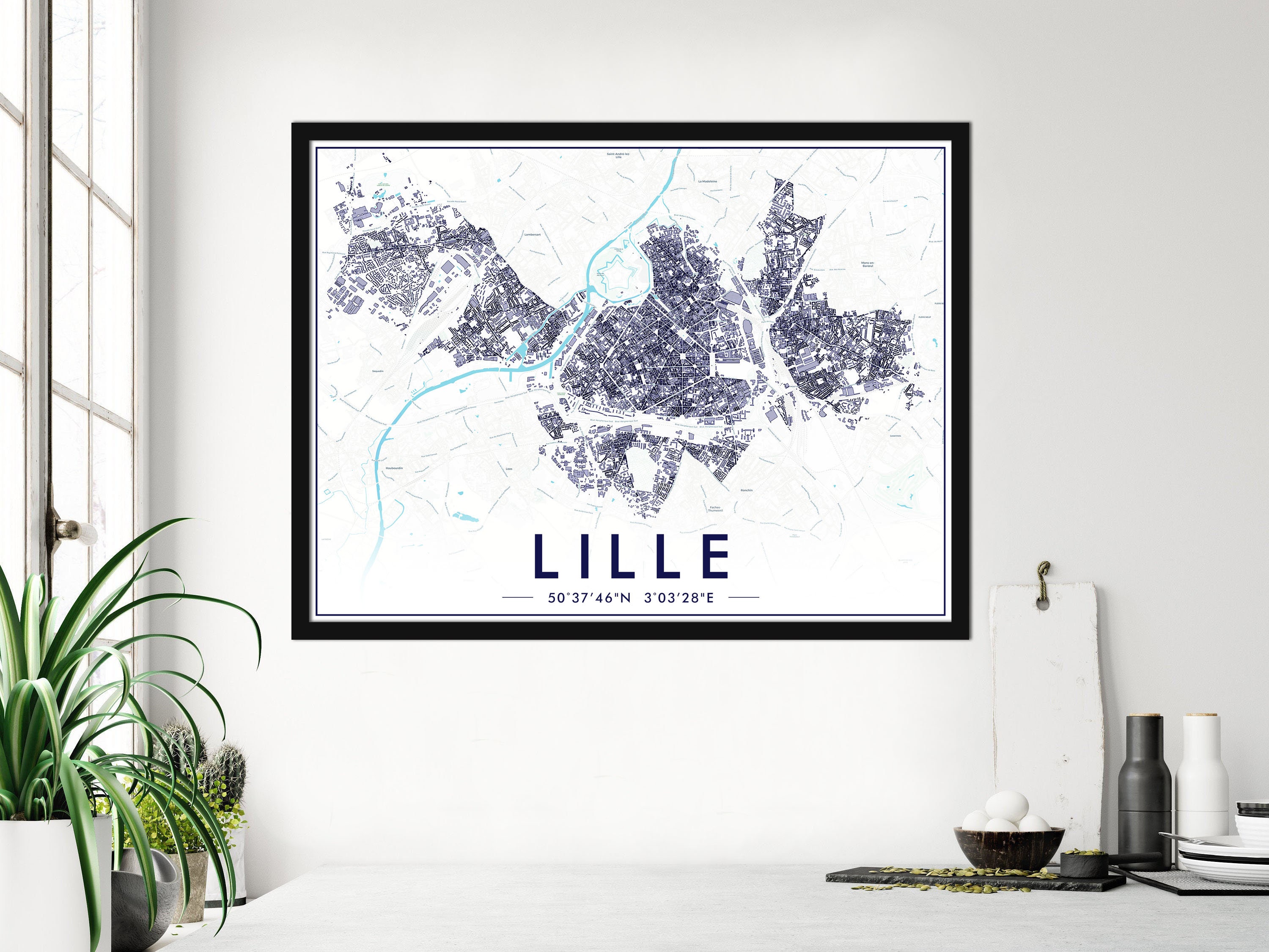Affiche Lille Couleur | Poster Impression 300Dpi Carte de Pour Décoration Murale Personnalisation Of